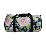 Pale Pink Roses Duffel with Navy Blue Solid Ends Duffel  Bag - Daisey's Doggie Chic
