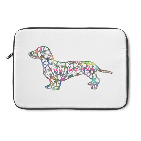 Laptop Sleeve Case - Dachshund Long on LOVE - Color Frost White - Personalize Free - Daisey's Doggie Chic