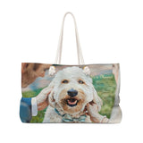 Exclusive Dog Art Tote -We're Married Bride and Groom with Dog - Bridal Wedding Themed - Choice of Weekender or Tall Tote Bags - personalize - Daisey's Doggie Chic