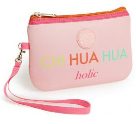 Romy & Jacob "Chi-hua-hua holic" Designer Wristlet Make-up Clutch Bag/Purse in Pink Multi - Daisey's Doggie Chic