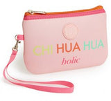 Romy & Jacob "Chi-hua-hua holic" Designer Wristlet Make-up Clutch Bag/Purse in Pink Multi - Daisey's Doggie Chic