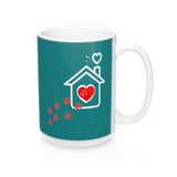 Ceramic Mug -Two-Sided Theme - A House Isn't a Home Without Paws - Teal -Personalize- 11oz OR 15 oz - Daisey's Doggie Chic