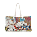 Exclusive Pet Art Tote - Candy Les Bones Chef -Season Everything with LOVE - Dogs in the Kitchen - Choice of Weekender or Tall Tote Bags - personalize - Daisey's Doggie Chic