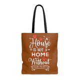 Carryall Tote Bag - House not a Home Without Paw Prints Theme on 2-Sides - Light Brown  - in Sizes S,M,L - Personalize it Free - Daisey's Doggie Chic