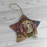 Dasiey's Wicked Cute Ceramic Ornament - Custom made from Photo - Choice of Circle, Oval, Star or Heart - Daisey's Doggie Chic