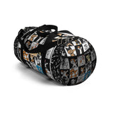 Exclusive Pet Art Duffel Bag - Jazzy Notes Dogs Dance to Their Own Beat Collage- 2 Sizes S or L - personalize - Daisey's Doggie Chic