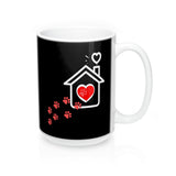 Black Ceramic Mug - A House Isn't a Home Without Paws - 2-sided themed design- Personalize - 11oz OR 15 oz - Daisey's Doggie Chic
