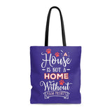 Carryall Tote Bag - House not a Home Without Paw Prints - 2-sided theme  - in Sizes S,M,L - Royal Blue - Personalize it Free - Daisey's Doggie Chic