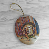 Dasiey's Wicked Cute Ceramic Ornament - Custom made from Photo - Choice of Circle, Oval, Star or Heart - Daisey's Doggie Chic