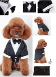 Wedding Formal Black Tails Tuxedo Jacket With Attached Shirt Bow Tie and Themed Accessory - Dog Sizes XS to 2XL - Daisey's Doggie Chic