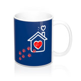 Ceramic Mug -Two-Sided Theme - A House Isn't a Home Without Paws - Navy Blue -Personalize- 11oz OR 15oz - Daisey's Doggie Chic