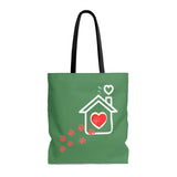 Carryall Tote Bag - House not a Home Without Paw Prints - 2-sided theme  - in Sizes S,M ,L - Color Zucchini - Personalize it Free - Daisey's Doggie Chic