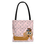 Light Pink Mini Flower DACHSHUND Tote Bag - Daisey's Doggie Chic