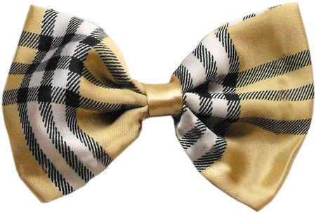 Super Fun & Festive Bow Tie for Small Dogs in Cream Plaid - Daisey's Doggie Chic