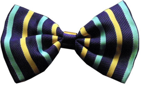 Super Fun & Festive Bow Tie for Small Dogs in Purple/Aqua Stripe - Daisey's Doggie Chic