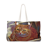 Exclusive Cat Art Tote - Orange Tabby Cat Red Mackerel - Choice of Tall Totes or oversized Weekender Bags - personalize - Daisey's Doggie Chic