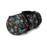 Exclusive Cat Art Duffel Bag - Black Spooky Skeletal Cats Inspirations - Sugar Skull Theme - Sizes S or L - personalize - Daisey's Doggie Chic