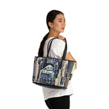 Baby Yoda No Yes No Scattered Center Vegan Tote PU Leather Shoulder Bag - Daisey's Doggie Chic