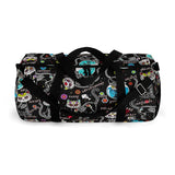 Exclusive Cat Art Duffel Bag - Black Spooky Skeletal Cats Inspirations - Sugar Skull Theme - Sizes S or L - personalize - Daisey's Doggie Chic