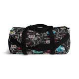 Exclusive Cat Art Duffel Bag - Black Spooky Skeletal Cats Inspirations - Sugar Skull Theme - Sizes S or L - personalize - Daisey's Doggie Chic