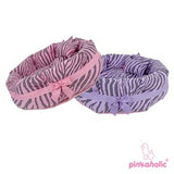 Pinkaholic Lavender Zebra "Leo" Luxury Dog Bed with Reversible Cushion and Bone Toy - Daisey's Doggie Chic