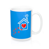 Ceramic Mug- Two-Sided - A House Isn't a Home Without Paws - Bright Blue - Personalize- 11oz OR 15oz - Daisey's Doggie Chic