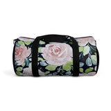 Pale Pink Roses Duffel with Navy Blue Solid Ends Duffel  Bag - Daisey's Doggie Chic