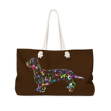 A Dachshund Weekender Bag - in Color Chocolate - Oversized Tote - Free Personalization - Daisey's Doggie Chic