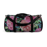 Dark Mauve Pink Roses Duffel with Dk Purple Dotted Ends Duffel  Bag - Daisey's Doggie Chic
