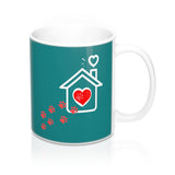 Ceramic Mug -Two-Sided Theme - A House Isn't a Home Without Paws - Teal -Personalize- 11oz OR 15 oz - Daisey's Doggie Chic