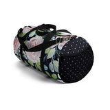 Pale Pink Roses Duffel Pink Dotted Navy Blue Ends Duffel  Bag - Daisey's Doggie Chic