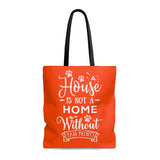Carryall Tote Bag - House not a Home Without Paw Prints - 2-sided theme  - in Sizes S,M L - Pumpkin - Personalize it Free - Daisey's Doggie Chic