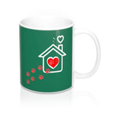 Ceramic Mug -Two-Sided Theme - A House Isn't a Home Without Paws - Green - Personalize - in 11oz OR 15oz - Daisey's Doggie Chic