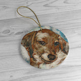 Daisey's Custom Ceramic Ornaments - Art made from Photo - Choice of Circle, Oval, Heart or Star - Daisey's Doggie Chic