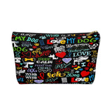 Exclusive Pet Art Love My Dog Cosmetics Pouch with T-bottom - Sizes Small or Large - Choice of Zipper color Black or White - personalize - Daisey's Doggie Chic