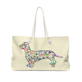 A Dachshund Weekender Bag - Color Stone Beige - Oversized Tote – Free Personalization - Daisey's Doggie Chic