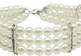 Puppy Jewelry-3-Row Pearl Necklace Bling Collar - Daisey's Doggie Chic