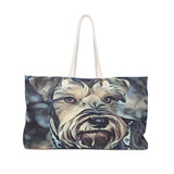 Exclusive Dog Art Tote - Salt&Pepper Schnazzy Schnauzzer - Dog Painting - Choice of oversized Weekender or Tall Tote Bags - Personalize it - Daisey's Doggie Chic
