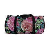 Dark Mauve Pink Roses Duffel with Dk Purple Dotted Ends Duffel  Bag - Daisey's Doggie Chic