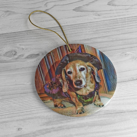 Dasiey's Wicked Cute Ceramic Ornament - Custom made from Photo - Choice of Circle, Oval, Star or Heart - Daisey's Doggie Chic