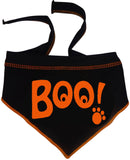 BOO! Ghostly Eyed Bandana Scarf in color Black/Orange - Daisey's Doggie Chic