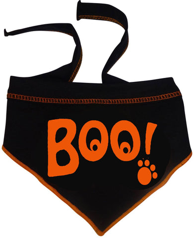 BOO! Ghostly Eyed Bandana Scarf in color Black/Orange - Daisey's Doggie Chic