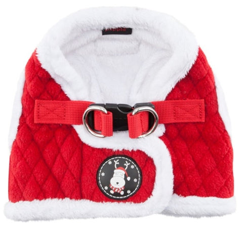 Blitzen Quilted Plush Jacket Vest Harness - in Color Santa's Red - Daisey's Doggie Chic