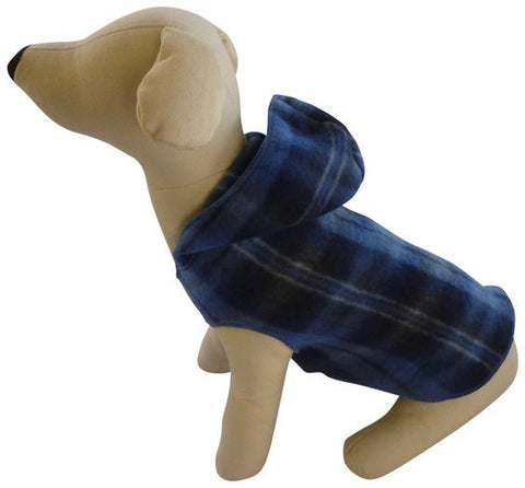 Cozy Denim Plaid Fleece Hoodie Pullover Tank - Daisey's Doggie Chic