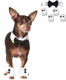 Formal Black Satin Bow Tie Tux Collar with Cuffs and Clip on Charm - Daisey's Doggie Chic