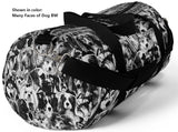 Exclusive Pet Art Duffel Bag - The Many Faces of Dogs with Name List Contrast - Sizes Small or Large - Choice of Color - personalize - Daisey's Doggie Chic