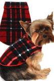 Cozy Holiday Classic Camel Blanket Red Plaid Fleece Pullover Tank - Daisey's Doggie Chic