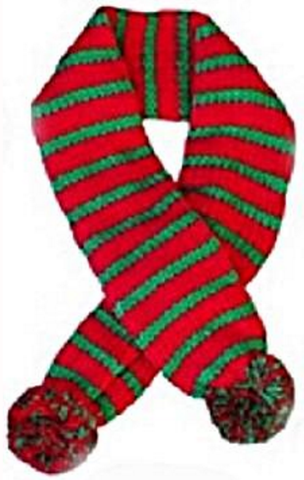 Candy Cane Striped Knit Scarf for Dogs Color Red/Green - Daisey's Doggie Chic