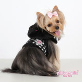 Pinkaholic NY "Cosmo Pinka"  Metallic Houndstooth Wrap Hooded Harness Vest in color Black/White - Daisey's Doggie Chic