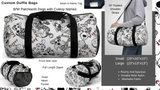 Exclusive Pet Art Duffel Bag - Black White Patchwork Dogs with Cutesy Names - Sizes S or L - personalize - Daisey's Doggie Chic